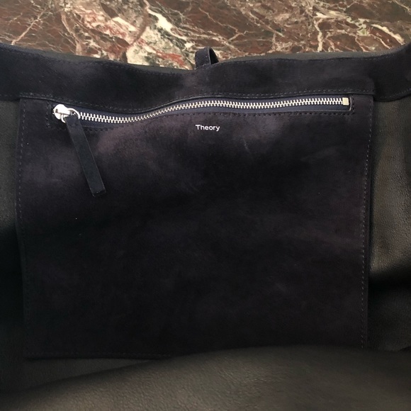 {Theory} Navy Blue Suede Signature Tote - Picture 6 of 7